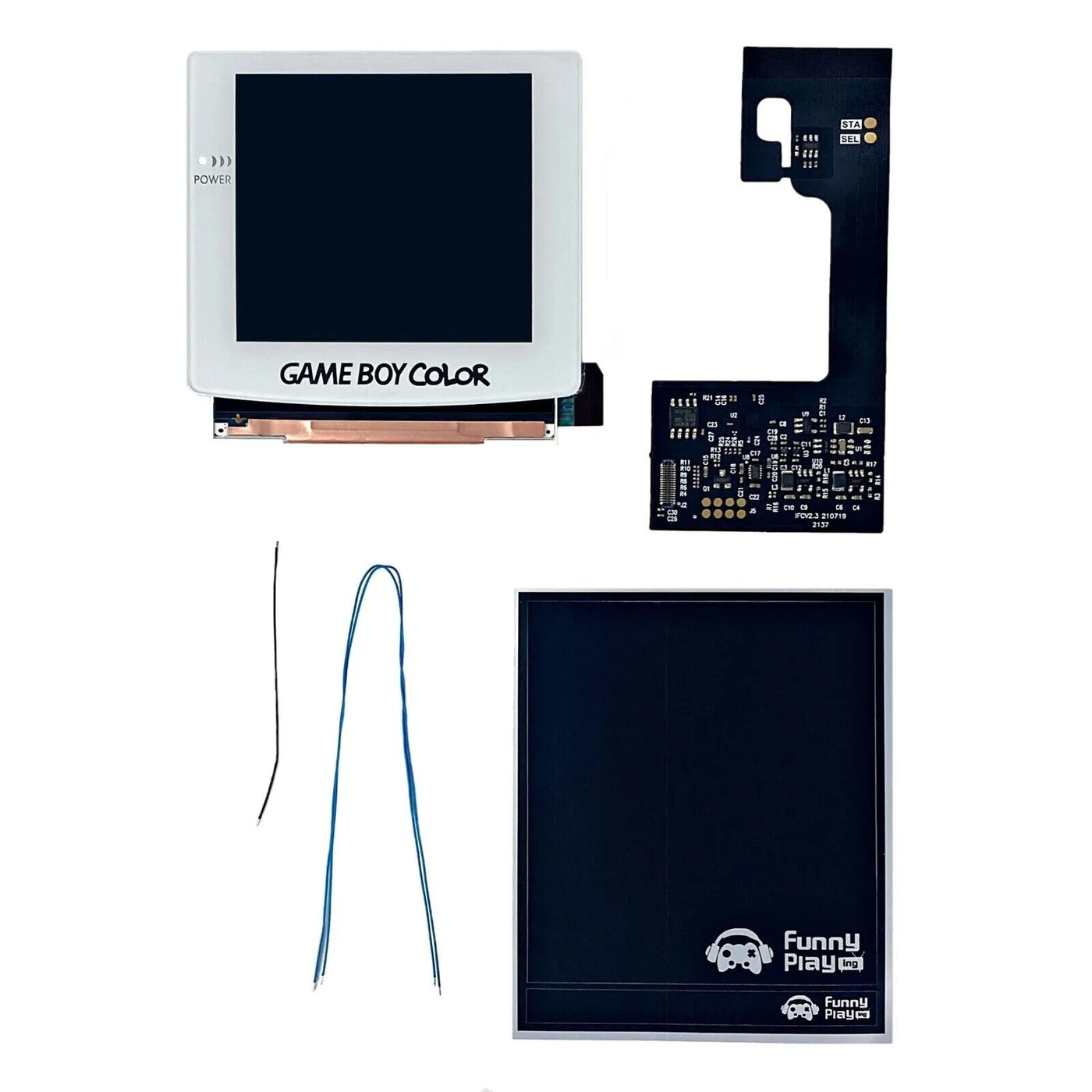 Game Boy Color - FunnyPlaying Retro Pixel 2.0 Q5 IPS Laminated Kit - White