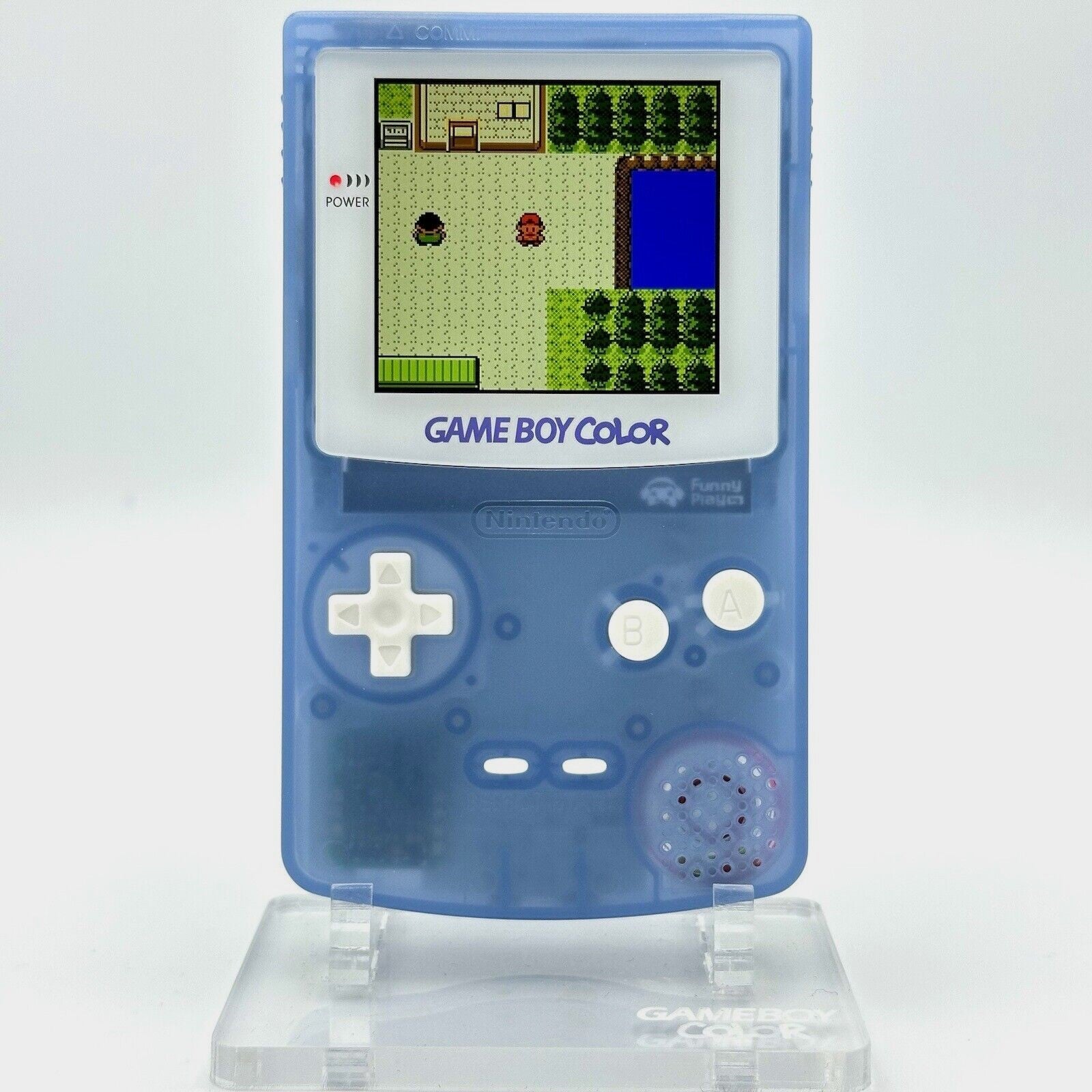 Game Boy Color IPS V2 Console - Transparent Light Blue & White ...