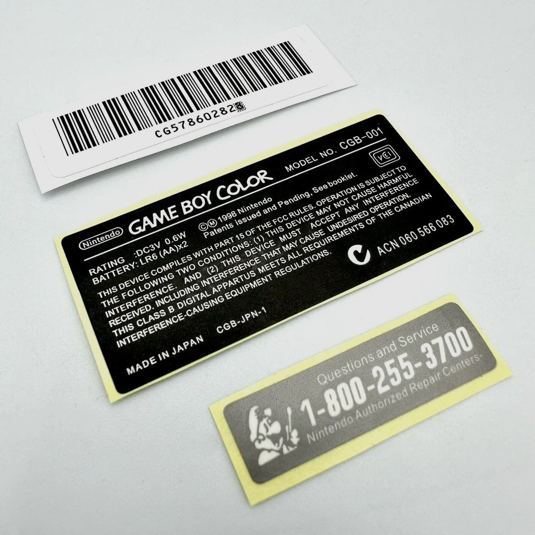 Game Boy Color - Replacement Console Labels